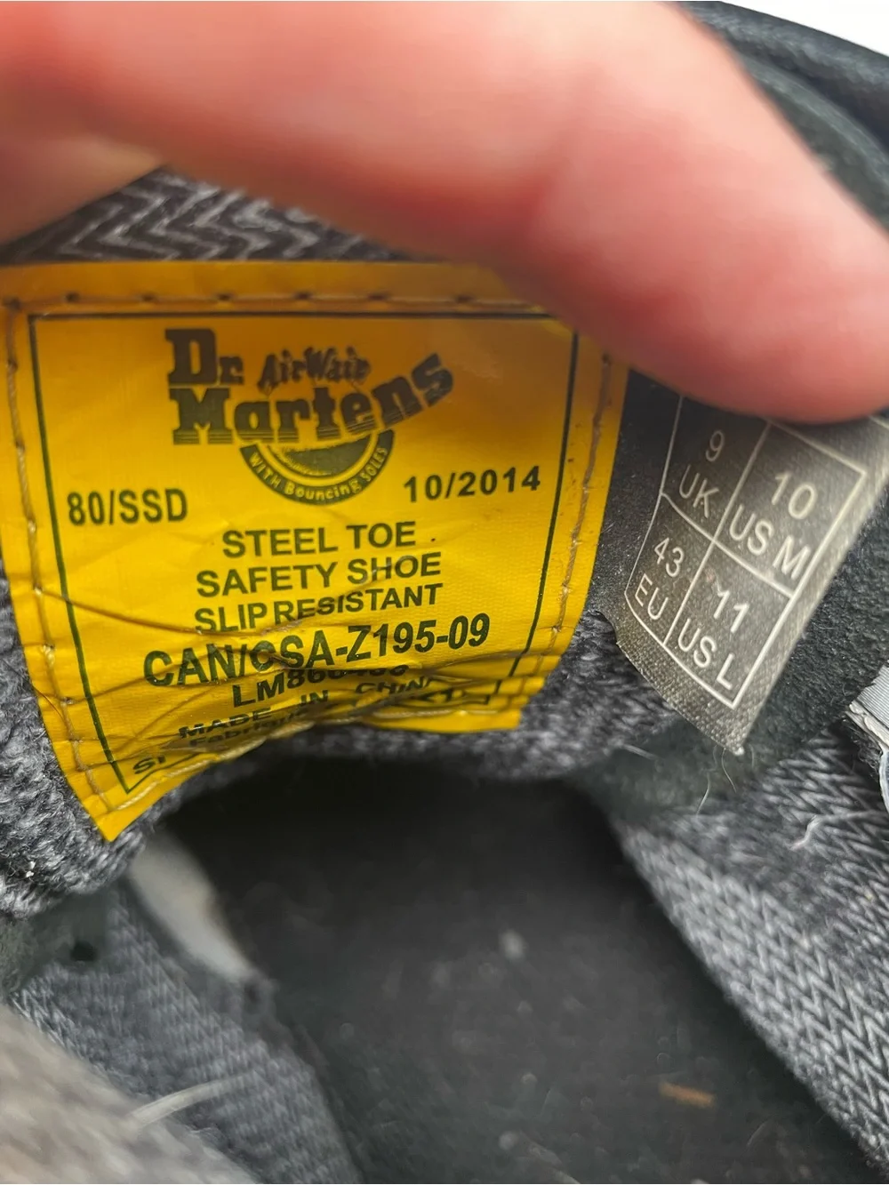 Dr Martens Industrial Steel Toe Slip Resistant Safety Boots Size 10 Men’s